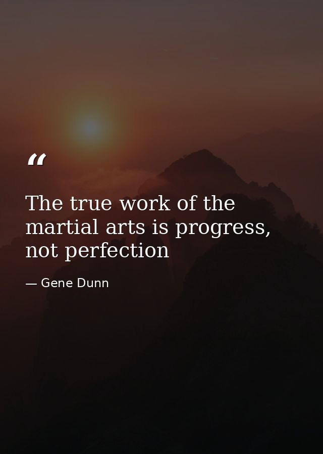 The true work of the martial arts is progress, not perfection — Gene Dunn