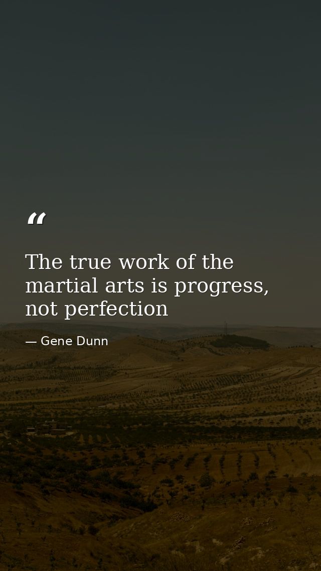The true work of the martial arts is progress, not perfection — Gene Dunn