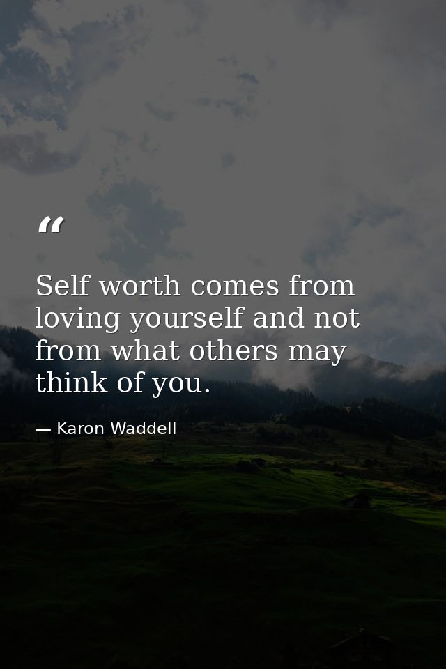 Self worth comes from loving yourself and not from what others may think of you. — Karon Waddell