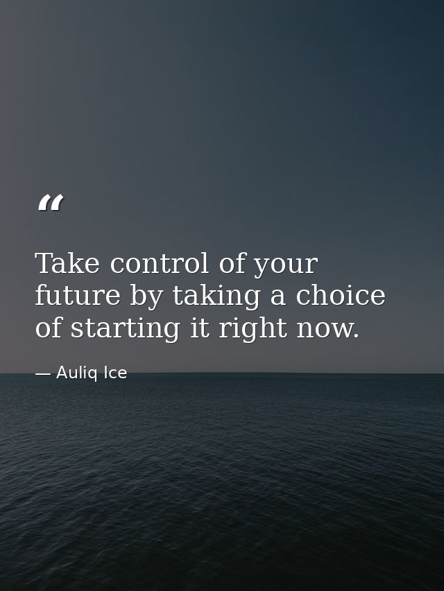 Take control of your future by taking a choice of starting it right now. — Auliq Ice
