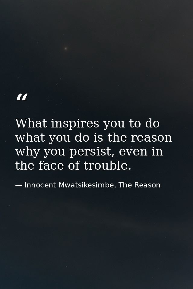 What inspires you to do what you do is the reason why you persist, even in the face of trouble. — Innocent Mwatsikesimbe, The Reason