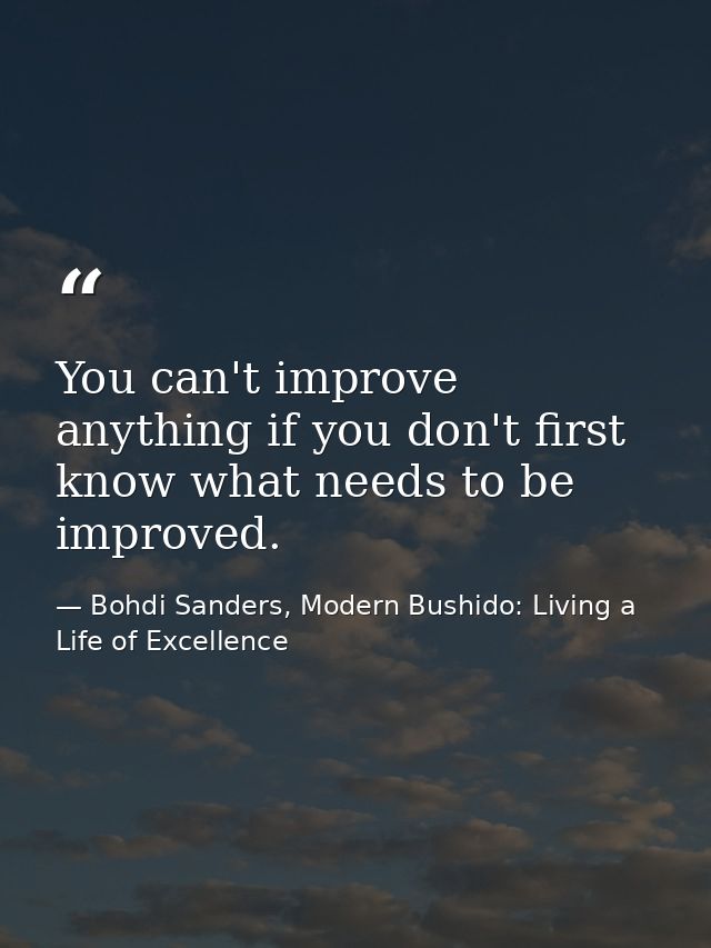 You can't improve anything if you don't first know what needs to be improved. — Bohdi Sanders, Modern Bushido: Living a Life of Excellence