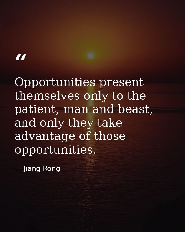 Opportunities present themselves only to the patient, man and beast, and only they take advantage of those opportunities — Jiang Rong