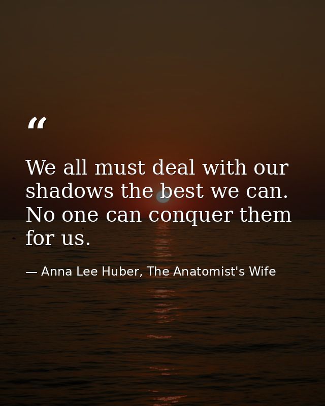 We all must deal with our shadows the best we can. No one can conquer them for us. — Anna Lee Huber, The Anatomist's Wife