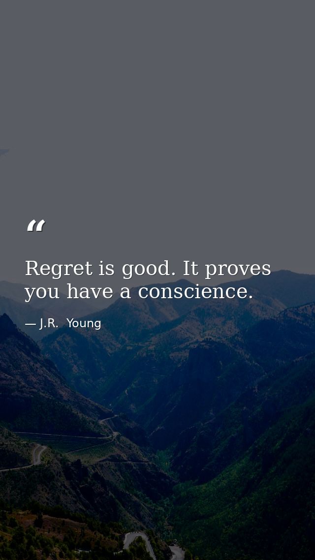 Regret is good. It proves you have a conscience. — J.R.  Young