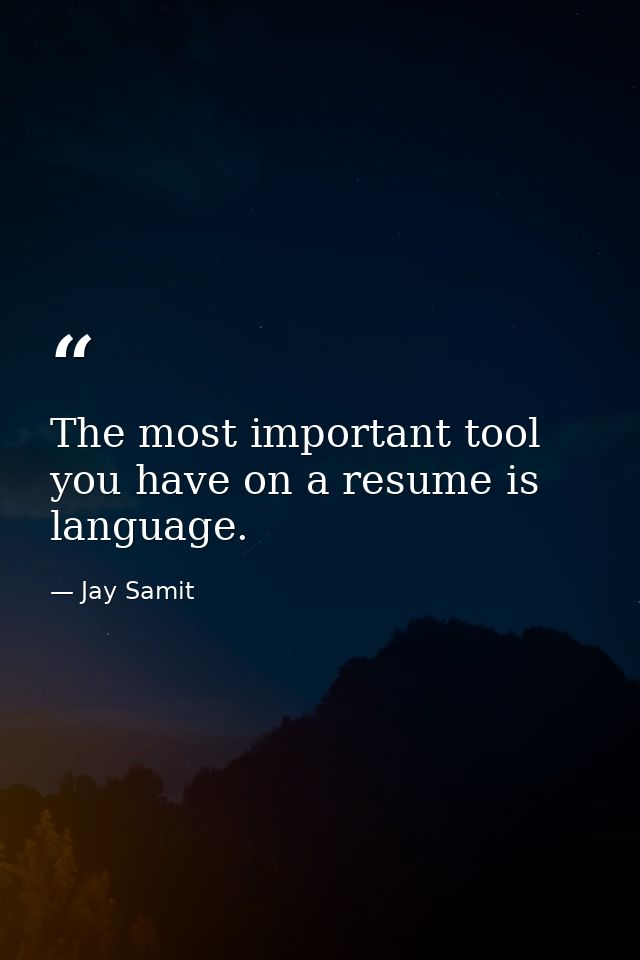 The most important tool you have on a resume is language. — Jay Samit