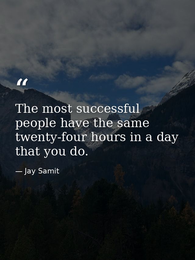The most successful people have the same twenty-four hours in a day that you do. — Jay Samit