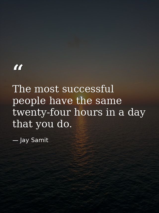 The most successful people have the same twenty-four hours in a day that you do. — Jay Samit