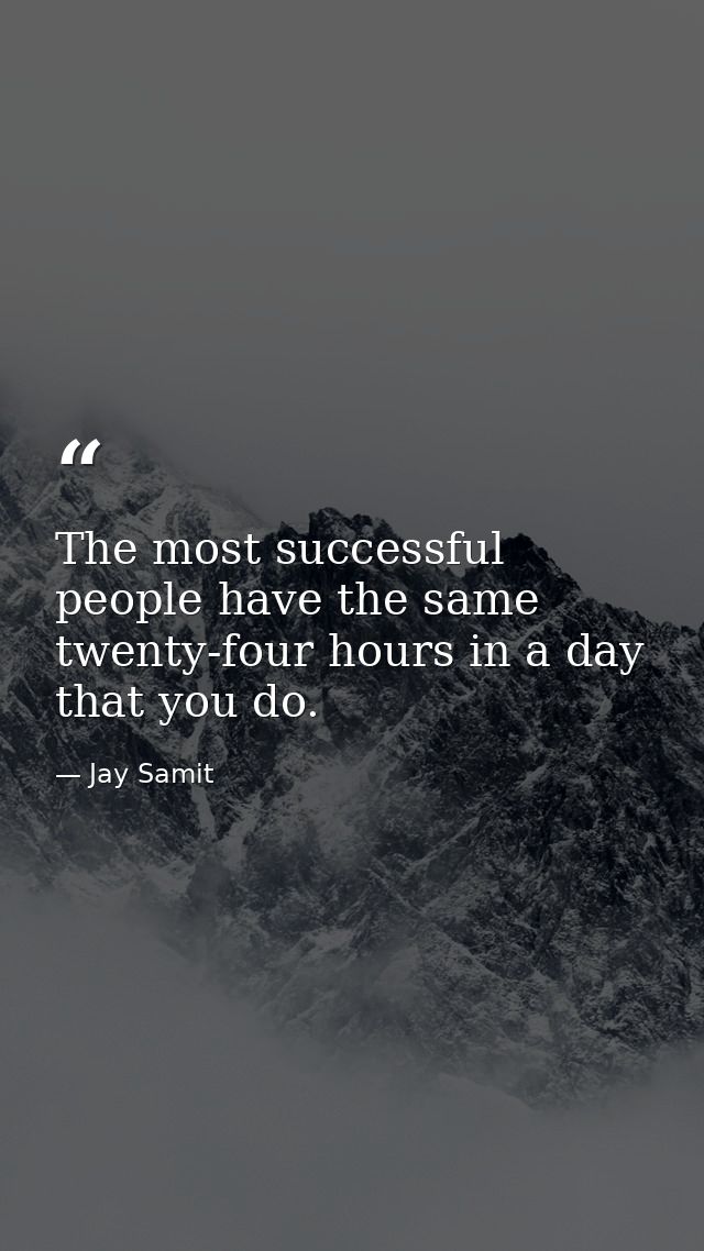 The most successful people have the same twenty-four hours in a day that you do. — Jay Samit