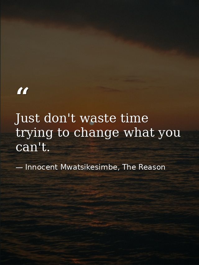 Just don't waste time trying to change what you can't. — Innocent Mwatsikesimbe, The Reason
