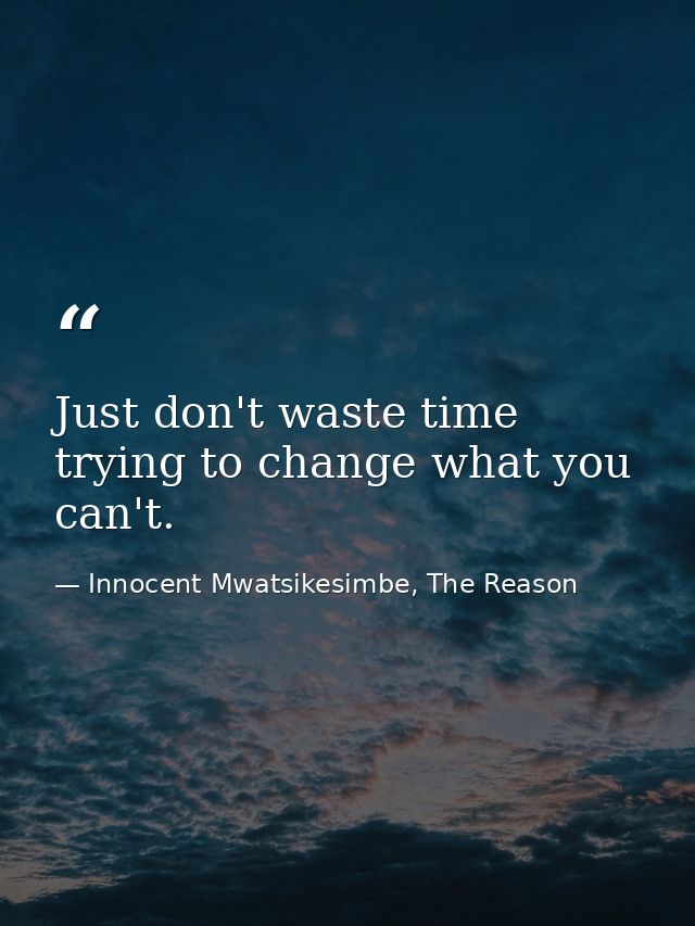 Just don't waste time trying to change what you can't. — Innocent Mwatsikesimbe, The Reason
