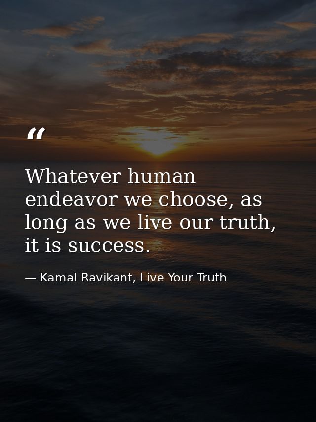 Whatever human endeavor we choose, as long as we live our truth, it is success. — Kamal Ravikant, Live Your Truth
