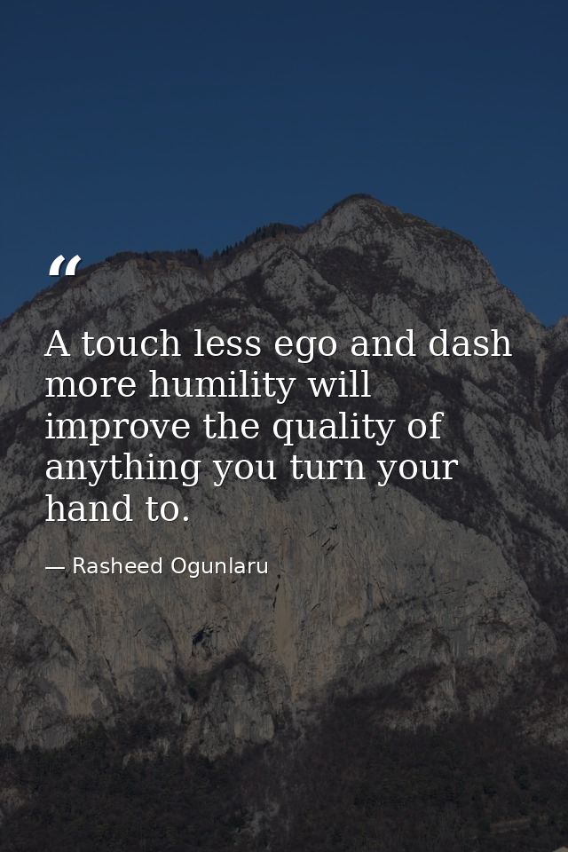 A touch less ego and dash more humility will improve the quality of anything you turn your hand to. — Rasheed Ogunlaru