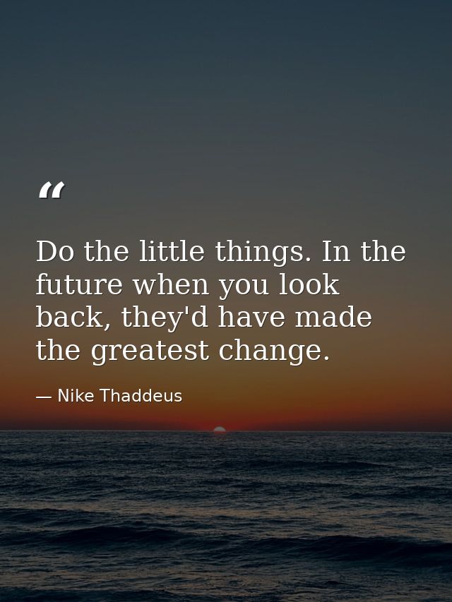 Do the little things. In the future when you look back, they'd have made the greatest change. — Nike Thaddeus