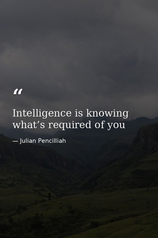 Intelligence is knowing what’s required of you — Julian Pencilliah