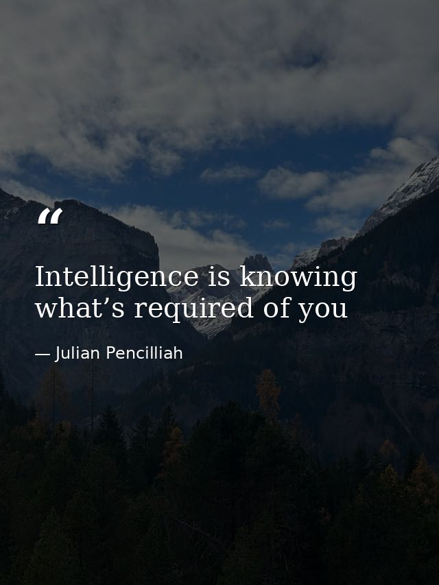 Intelligence is knowing what’s required of you — Julian Pencilliah
