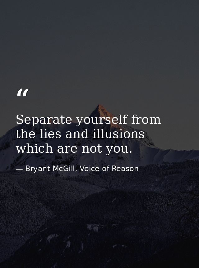 Separate yourself from the lies and illusions which are not you. — Bryant McGill, Voice of Reason