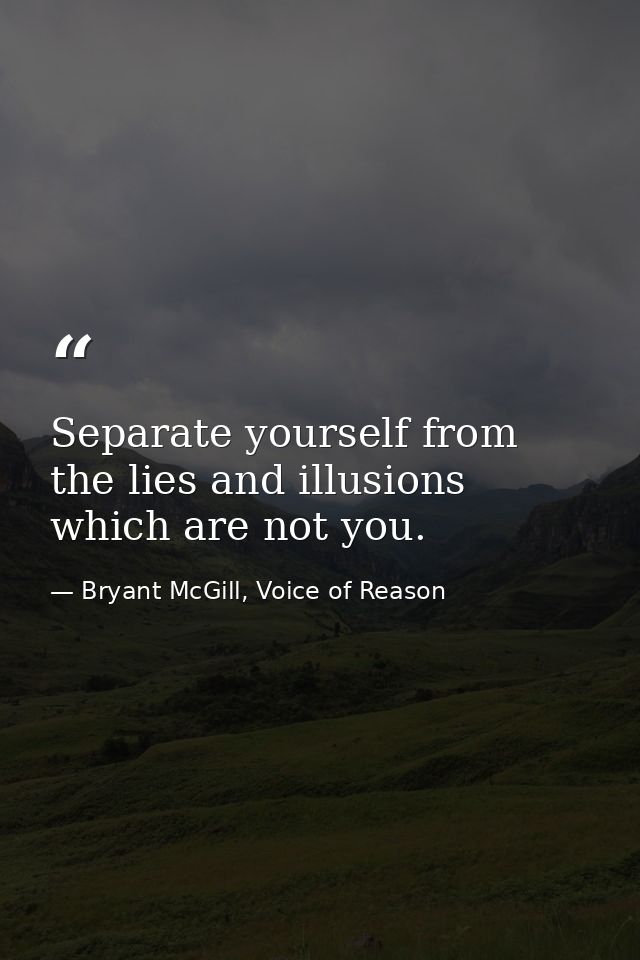 Separate yourself from the lies and illusions which are not you. — Bryant McGill, Voice of Reason