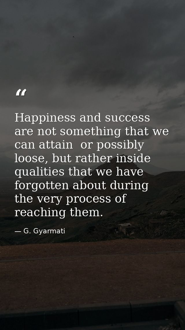 Happiness and success are not something that we can attain  or possibly loose, but rather inside qualities that we have  — G. Gyarmati