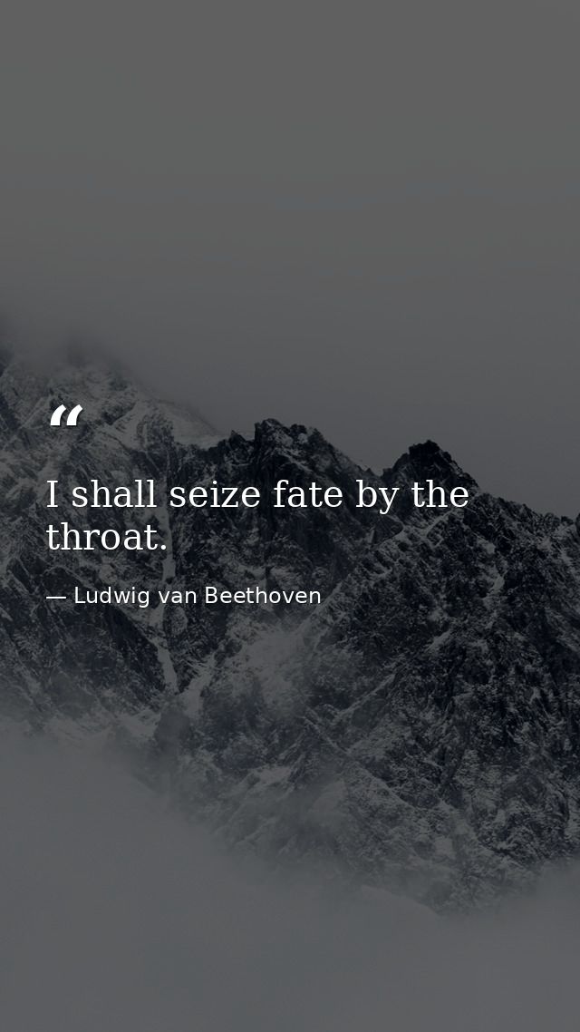 I shall seize fate by the throat. — Ludwig van Beethoven