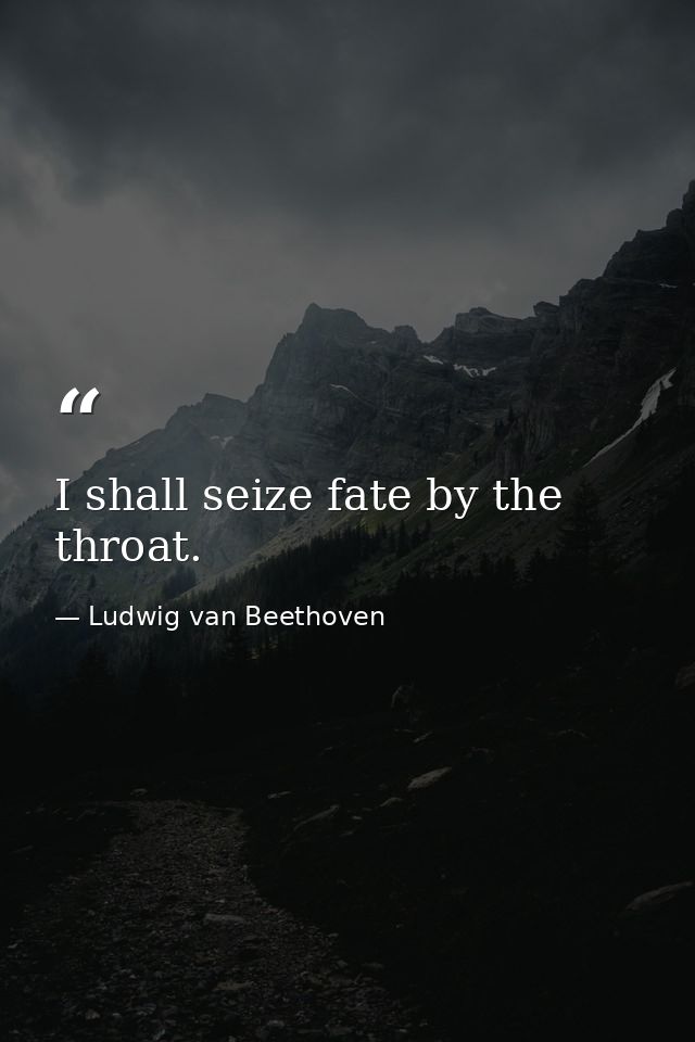 I shall seize fate by the throat. — Ludwig van Beethoven