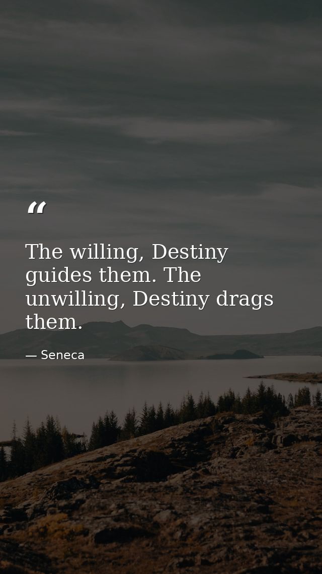 The willing, Destiny guides them. The unwilling, Destiny drags them. — Seneca