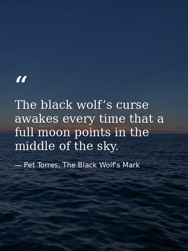The black wolf’s curse awakes every time that a full moon points in the middle of the sky. — Pet Torres, The Black Wolf's Mark