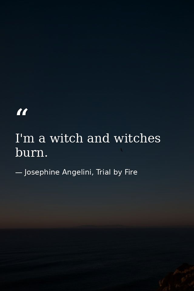I'm a witch and witches burn. — Josephine Angelini, Trial by Fire