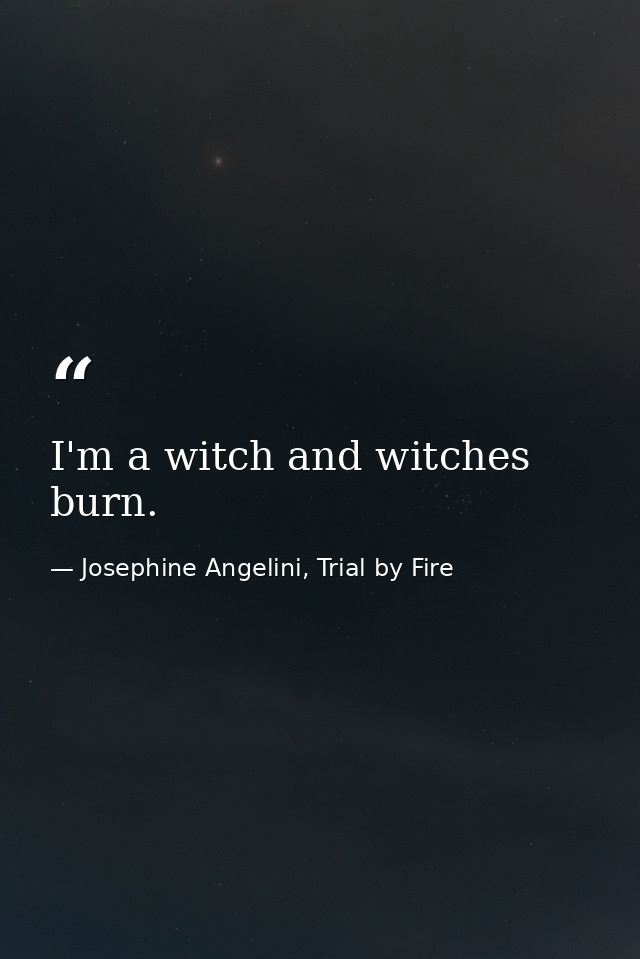 I'm a witch and witches burn. — Josephine Angelini, Trial by Fire