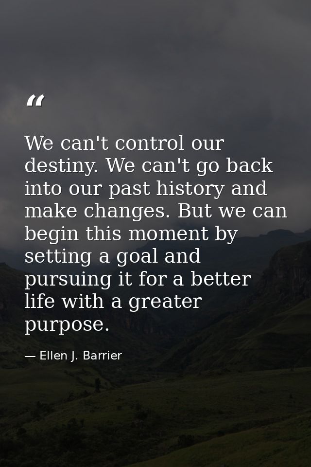 We can't control our destiny. We can't go back into our past history and make changes. But we can begin this moment by s — Ellen J. Barrier
