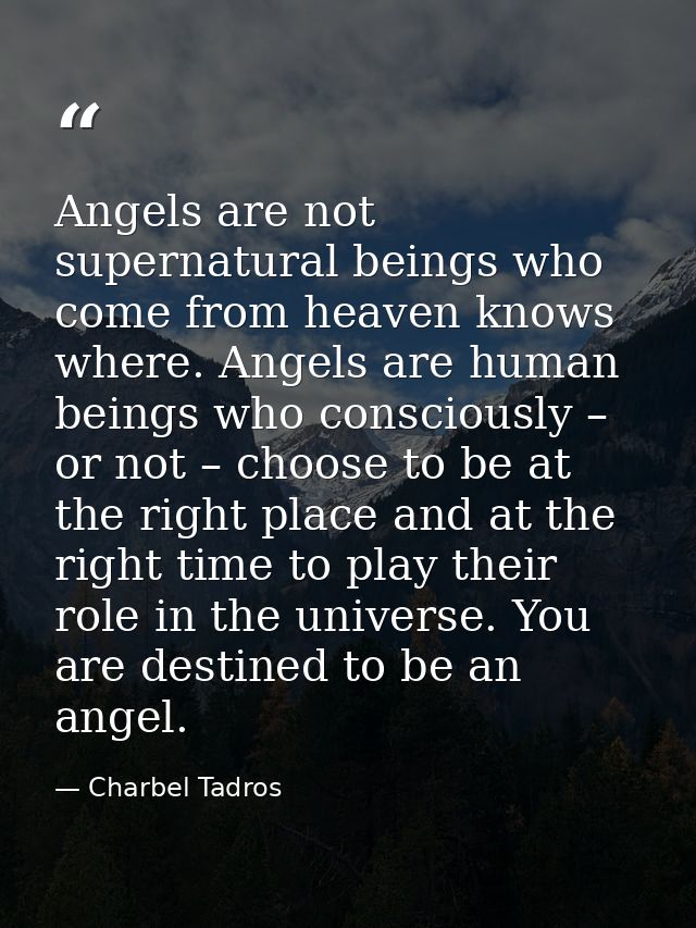 Angels are not supernatural beings who come from heaven knows where. Angels are human beings who consciously – or not –  — Charbel Tadros