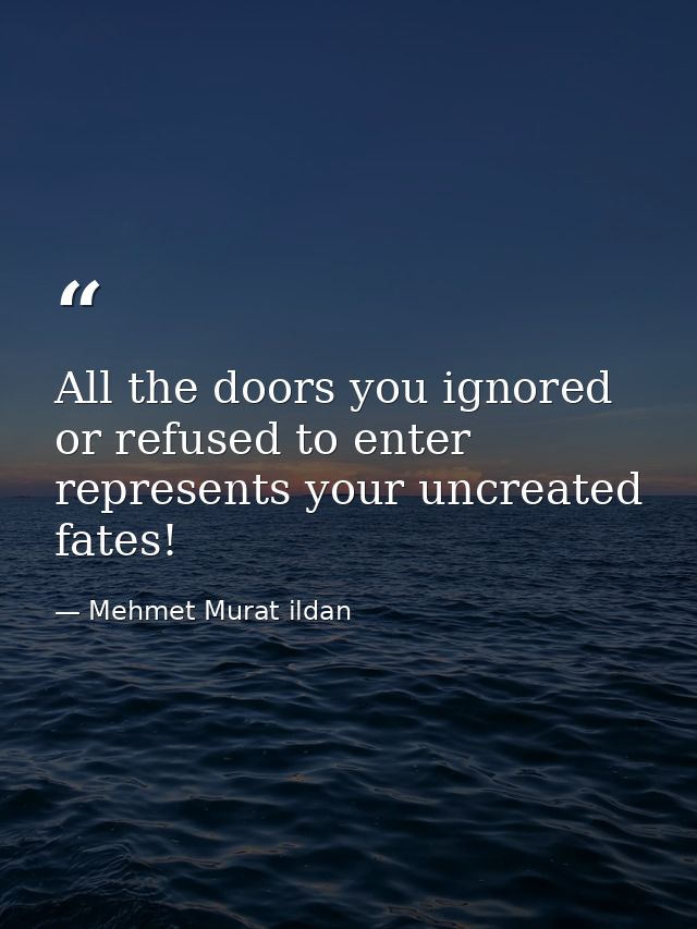 All the doors you ignored or refused to enter represents your uncreated fates! — Mehmet Murat ildan