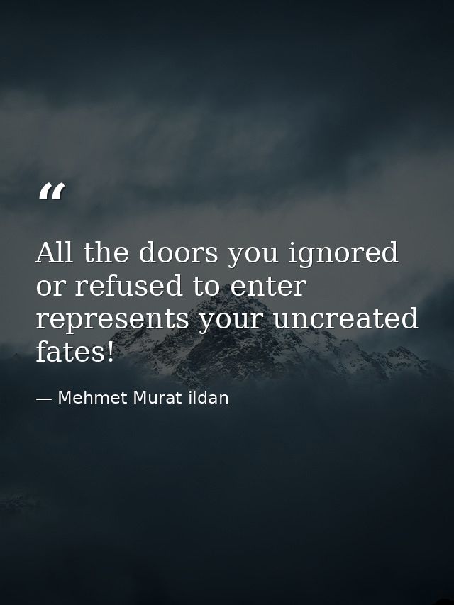 All the doors you ignored or refused to enter represents your uncreated fates! — Mehmet Murat ildan