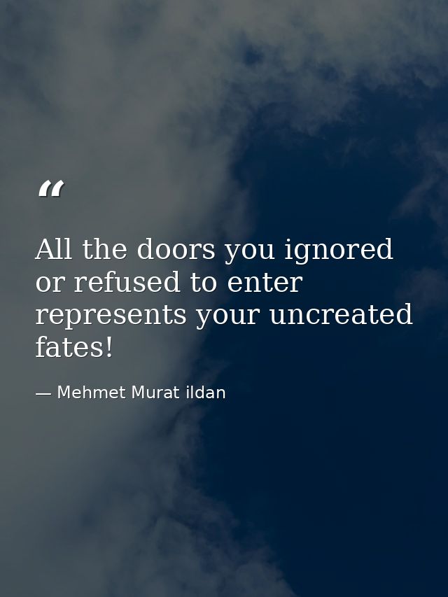 All the doors you ignored or refused to enter represents your uncreated fates! — Mehmet Murat ildan