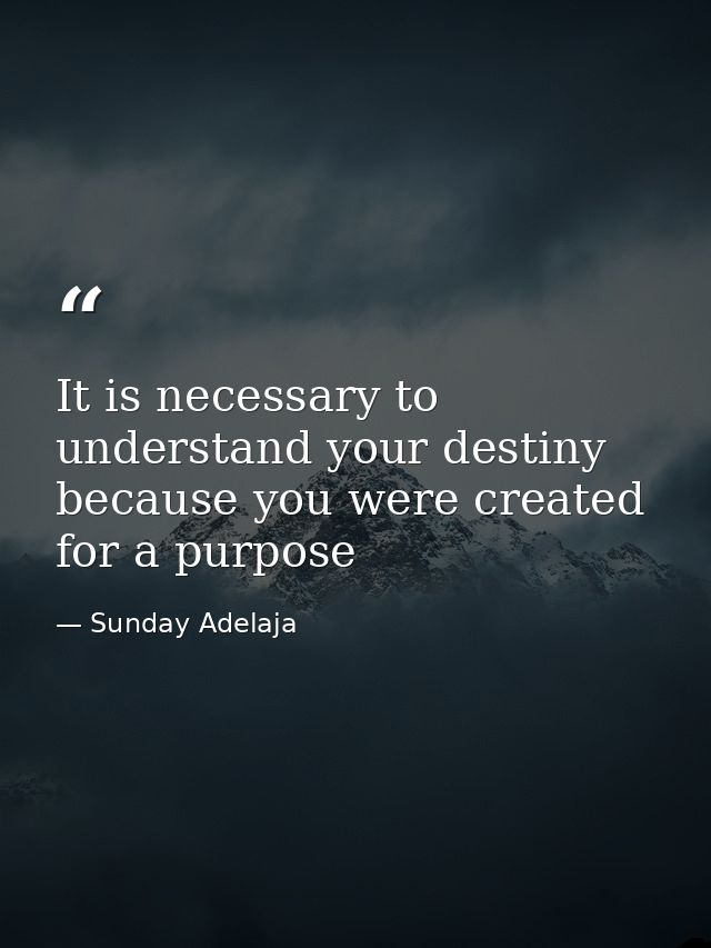 It is necessary to understand your destiny because you were created for a purpose — Sunday Adelaja