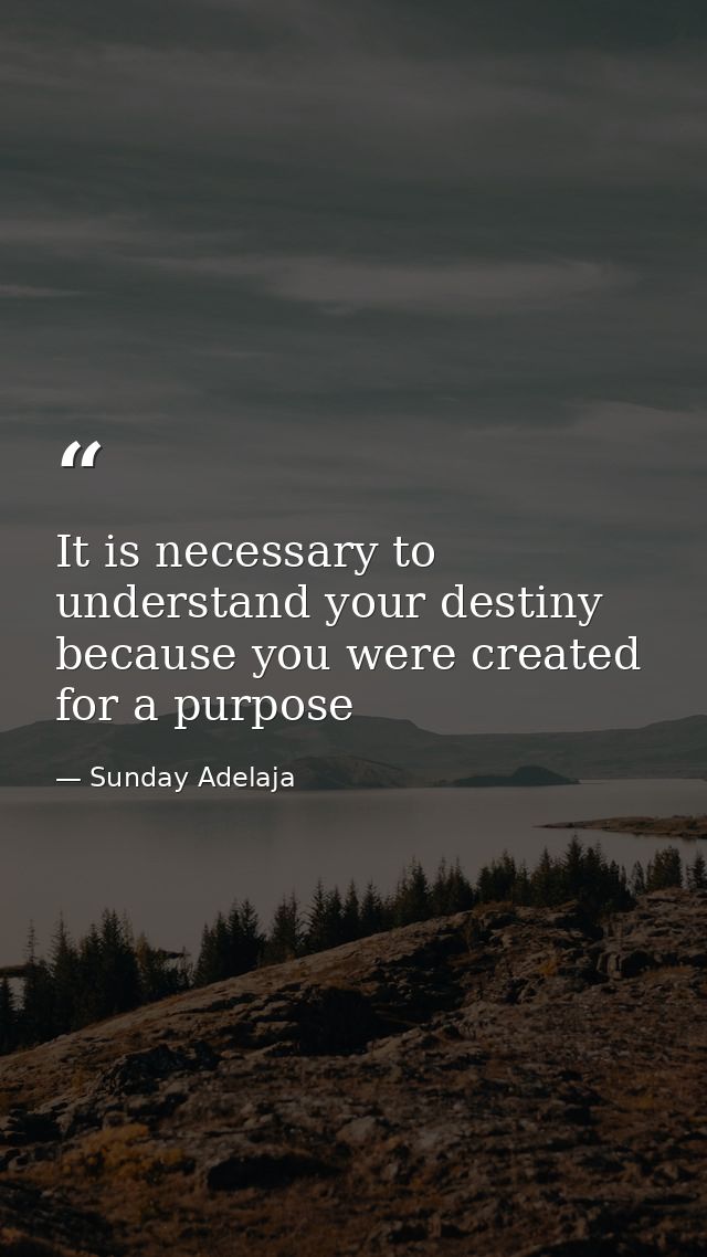 It is necessary to understand your destiny because you were created for a purpose — Sunday Adelaja
