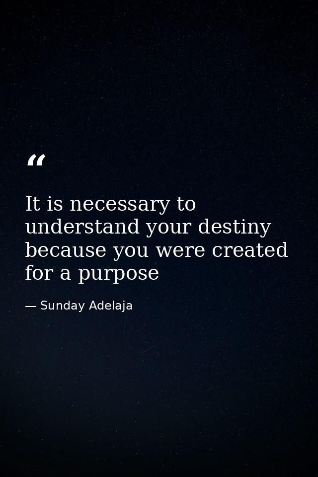 It is necessary to understand your destiny because you were created for a purpose — Sunday Adelaja