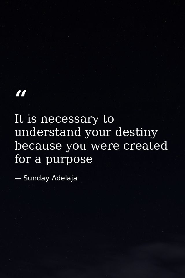 It is necessary to understand your destiny because you were created for a purpose — Sunday Adelaja