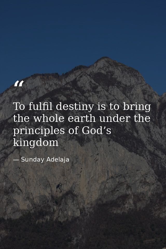 To fulfil destiny is to bring the whole earth under the principles of God’s kingdom — Sunday Adelaja