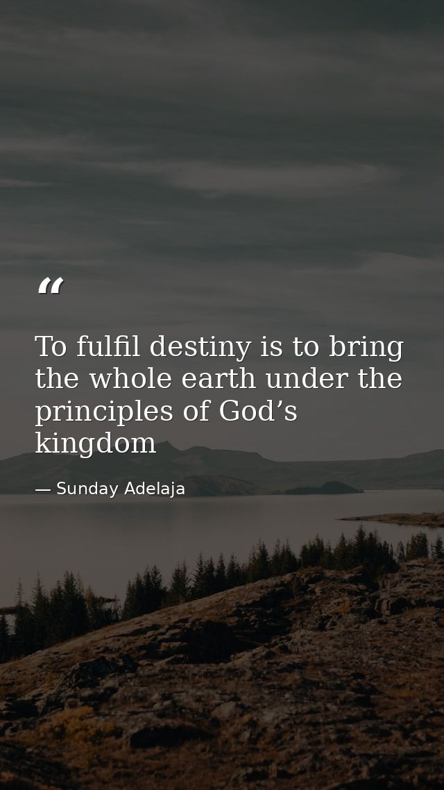 To fulfil destiny is to bring the whole earth under the principles of God’s kingdom — Sunday Adelaja