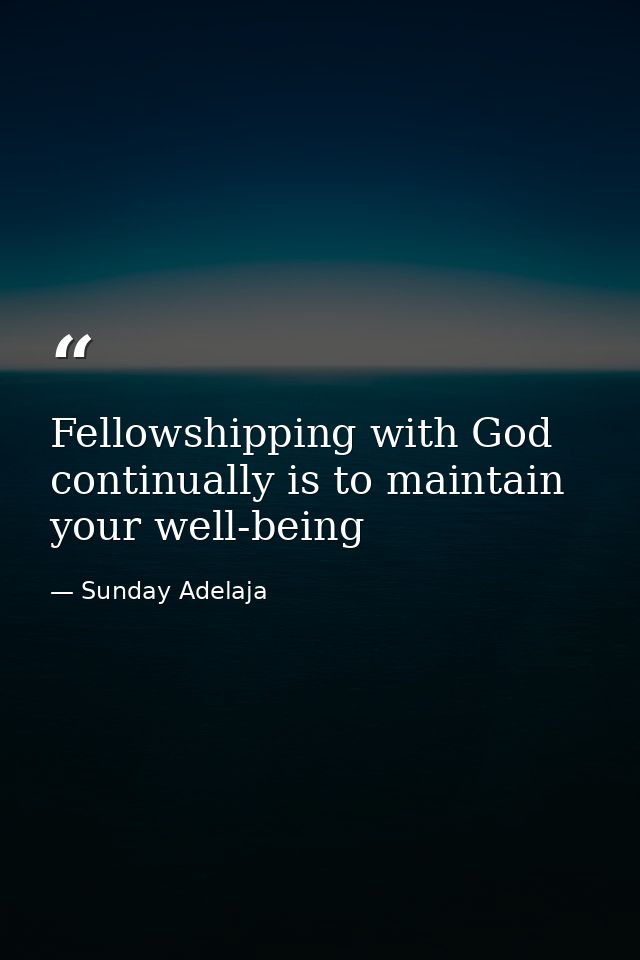 Fellowshipping with God continually is to maintain your well-being — Sunday Adelaja