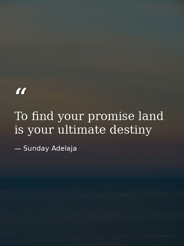 To find your promise land is your ultimate destiny — Sunday Adelaja
