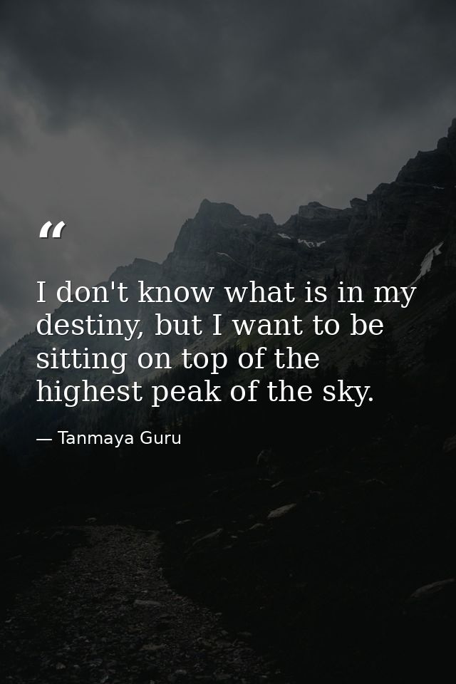 I don't know what is in my destiny, but I want to be sitting on top of the highest peak of the sky. — Tanmaya Guru