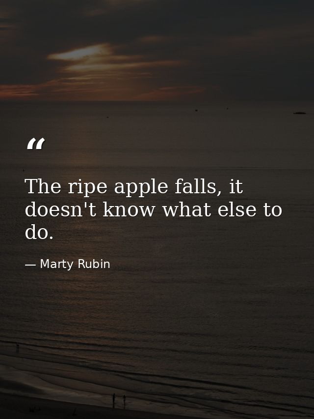 The ripe apple falls, it doesn't know what else to do. — Marty Rubin