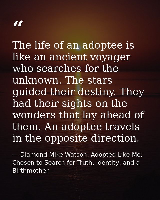 The life of an adoptee is like an ancient voyager who searches for the unknown. The stars guided their destiny. They had — Diamond Mike Watson, Adopted Like Me: Chosen to Search for Truth, Identity, and a Birthmother
