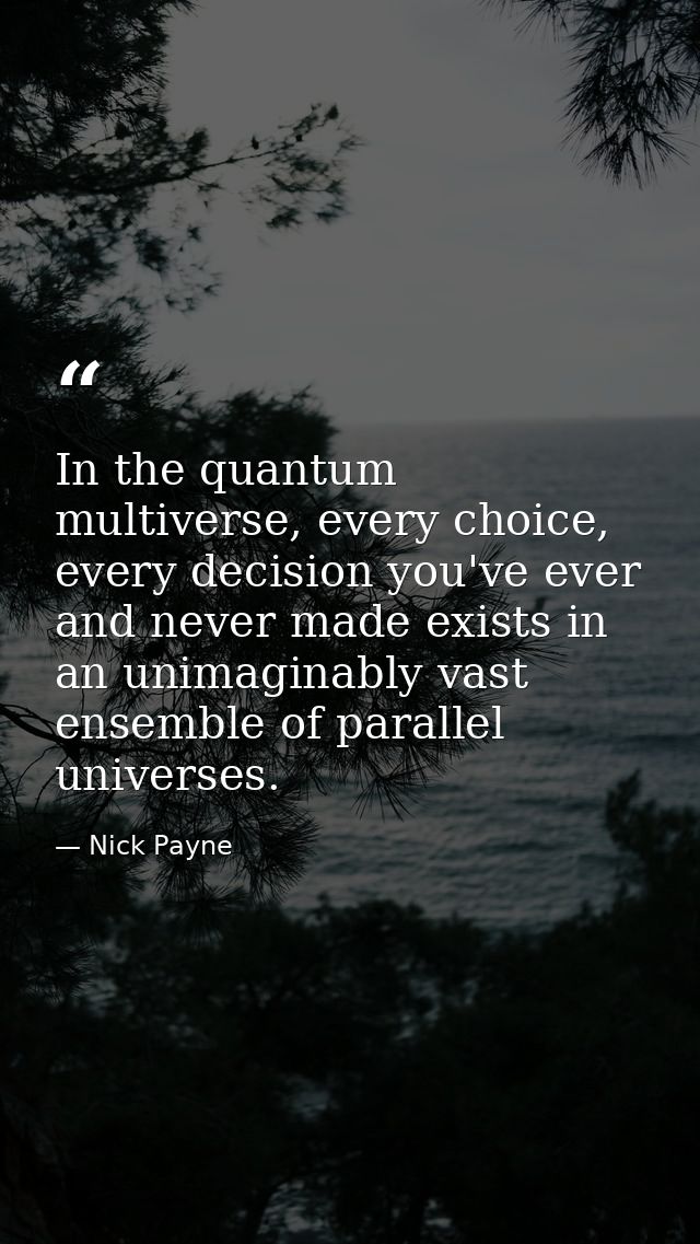In the quantum multiverse, every choice, every decision you've ever and never made exists in an unimaginably vast ensemb — Nick Payne