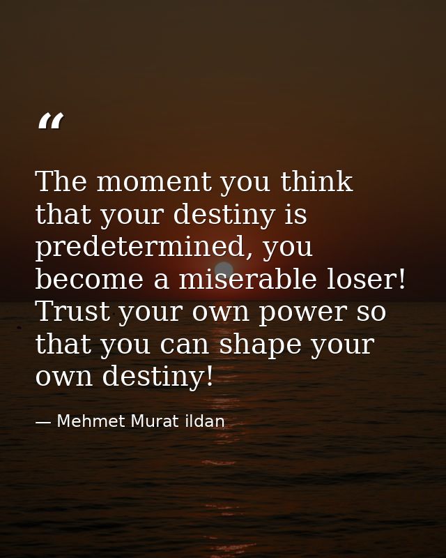 The moment you think that your destiny is predetermined, you become a miserable loser! Trust your own power so that you  — Mehmet Murat ildan