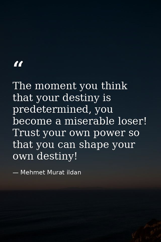 The moment you think that your destiny is predetermined, you become a miserable loser! Trust your own power so that you  — Mehmet Murat ildan