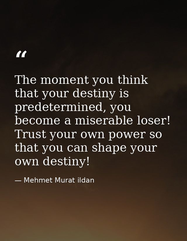 The moment you think that your destiny is predetermined, you become a miserable loser! Trust your own power so that you  — Mehmet Murat ildan