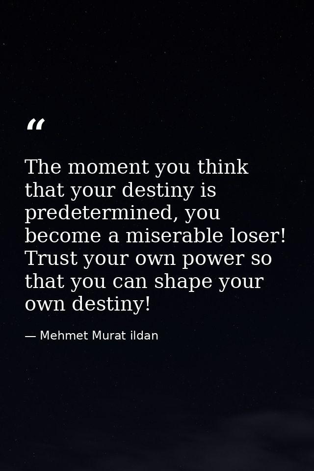 The moment you think that your destiny is predetermined, you become a miserable loser! Trust your own power so that you  — Mehmet Murat ildan